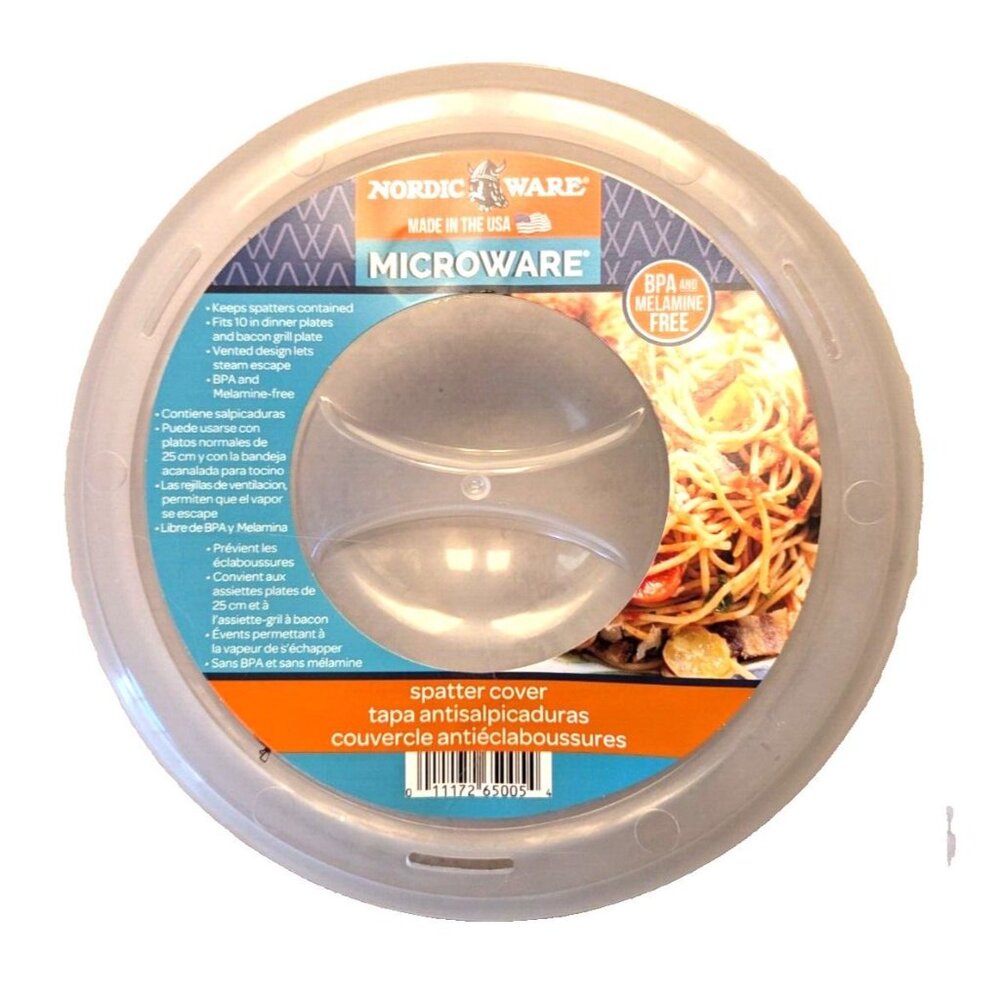 Nordic Ware Microwave Splatter Cover 10-in Opaque White Vents BPA Melamine Free